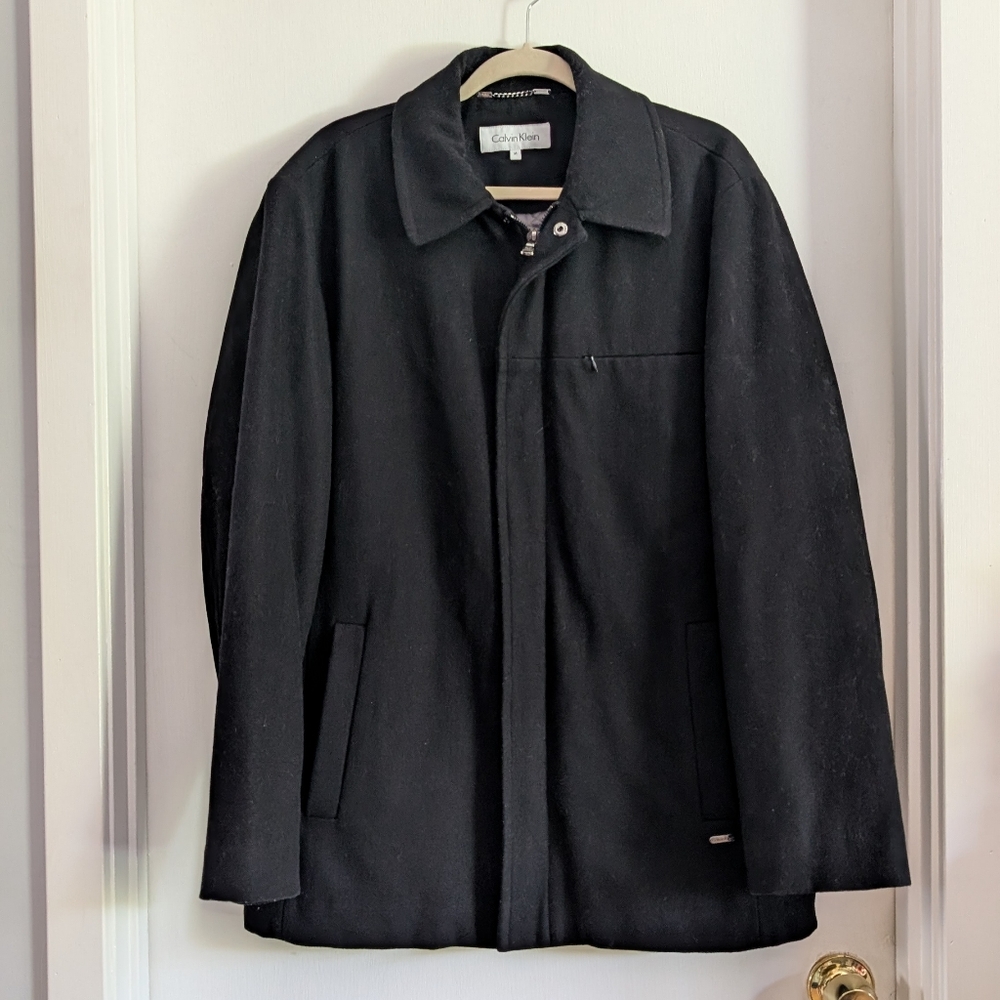 Calvin Klein Men’s Heavyweight Wool-Blend Jacket - Black - Medium (Fits Large)